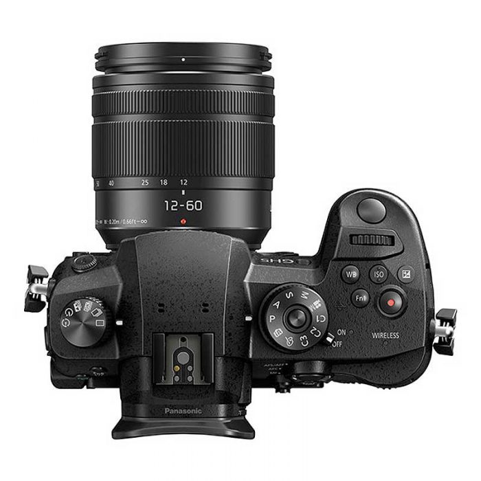 Panasonic Lumix DC-GH5EG-K mit Objektiv Topansicht Toneart Kameraverleih